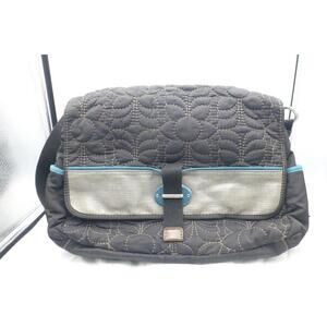 FOSSIL Key-Per Black Silver Teal Soft Quilt Crossbody Messenger Bag H4